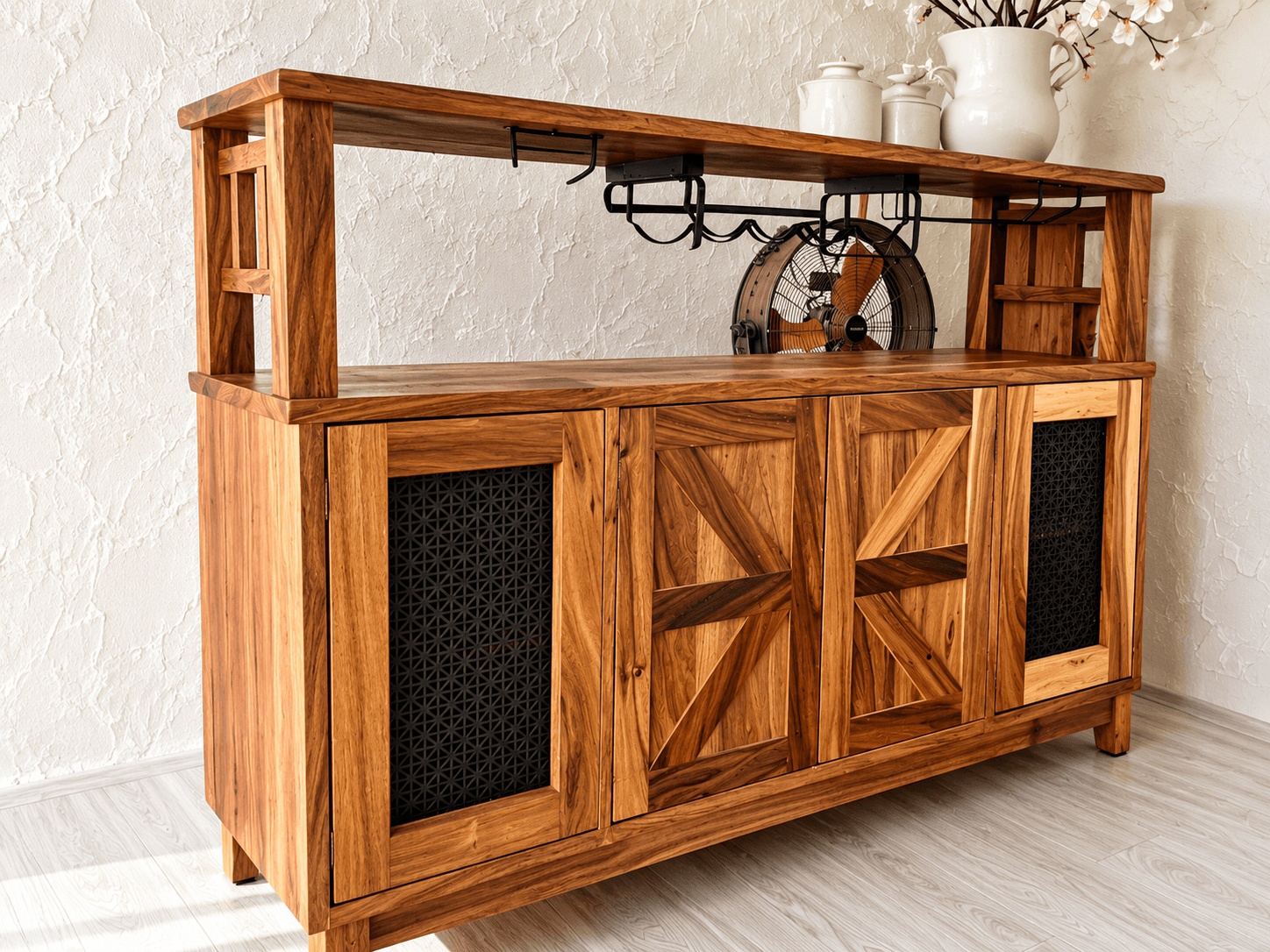 Custom wood bar cabinet built in Bucerías