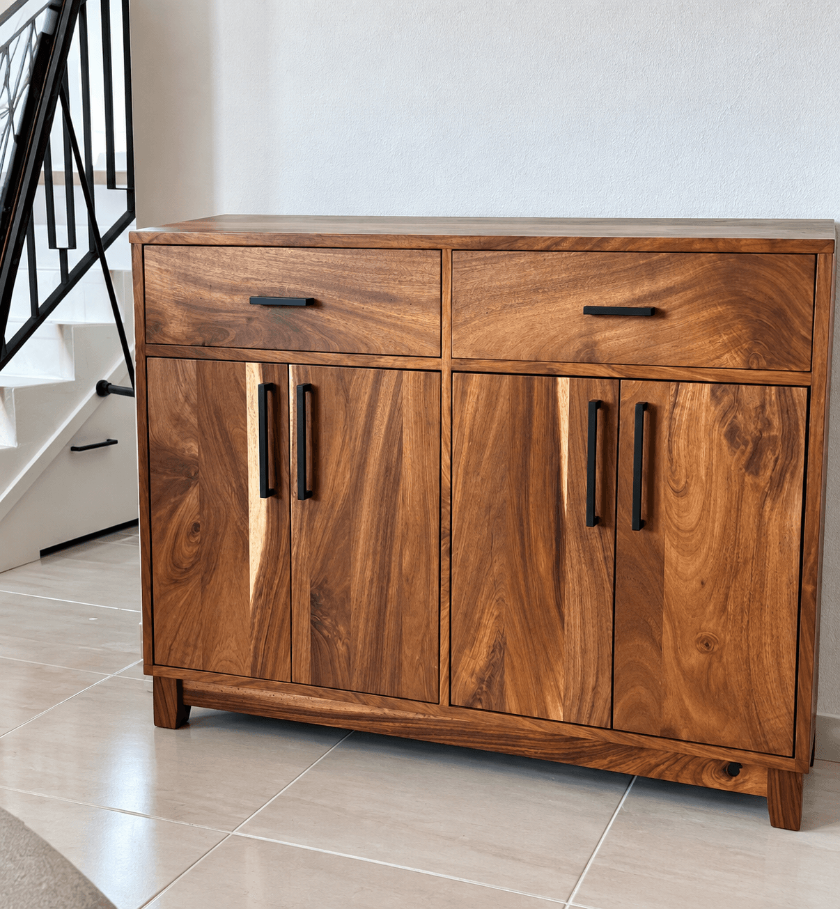 Custom wood cabinet built for a dining room
