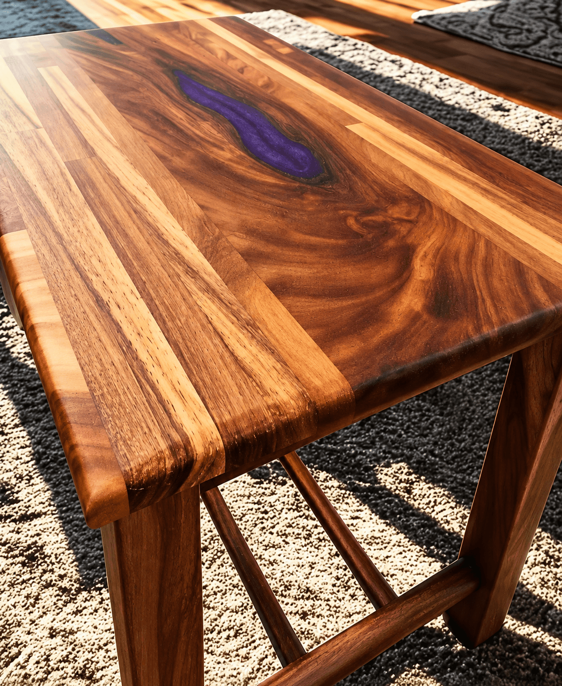 Solid wood tabletop before final assembly