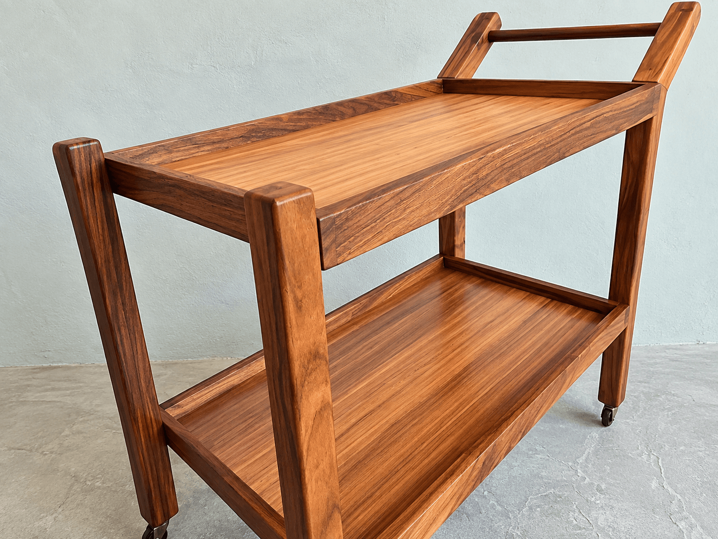 Custom wood rolling serving cart
