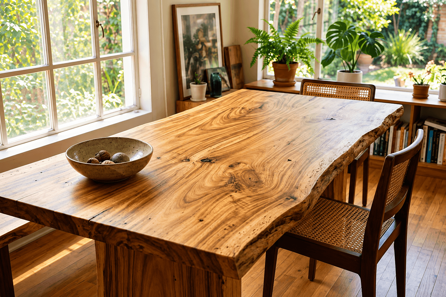 Live-edge dining table and custom woodworking